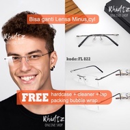 Frame kacamata pria tanpa bingkai frameless rimless glasses minus plus