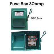 Fuse Box ONLY 30amp Safety Switch 2 Pole Electrical Green Free Screw, FUSE NOT included