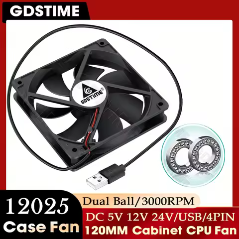 GDSTIME 120mm Fan 24V PC Case Fan 120MM*25MM Dual Ball Cooling Fan 12CM GPU Cooler 12V Computer Cabi