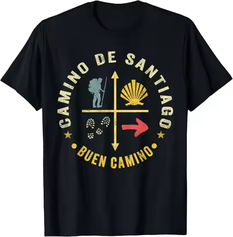 Camino de Santiago Buen Camino Men T-Shirt Short Sleeve Casua 100% Cotton Shirt