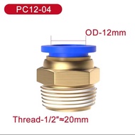 PC 12-04 Pneumatic Fitting 12mm To External Thread 1/ 2 inches