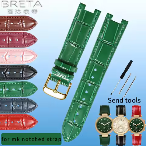FOR Michael kors watch MK6985 6986 MK2425 / 2433 notched leather watch strap MK 20x12mm 18x10mm gree