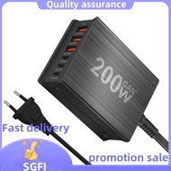 200W 6-Port Charging Station Hub Fast Compact GaN Desktop Charger Power Adapter USB C Fast Charger f