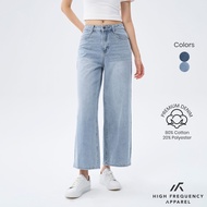 HFA Women's Wide Leg Mid-Waisted Ankle Length Denim Jeans