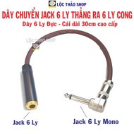 6mm Jack conversion cable straight to 6mm Curved 30cm long - 6mm Jack extension cord - Cord to conve