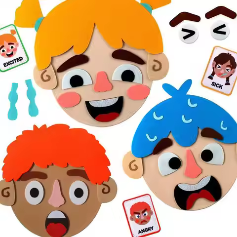 Kids Social Emotional Learning Busy Board with 9 Emotion Cards for Faces Games Preschool Learning Se