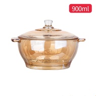 Glass Saucepan Stove Pot For Kitchen Brown Glass With Lid Binaural Instant Noodle Bowl Fruit Salad Crystal Pot Microwave Oven