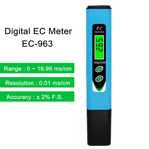 EC Meter LED Digital Hydroponics EC-963 Tester ATC Conductivity Water Quality Monitor for Swimming P