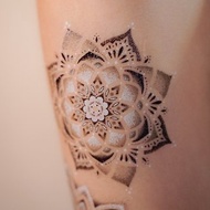 Mandala Art 黑白漸層曼陀羅紋身貼紙波西米亞風蓮花貼紙逼真紋身