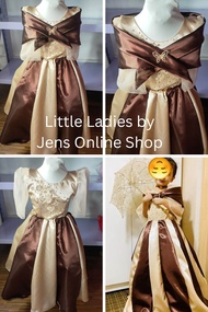 Modern Filipiniana for kids gown - With Alampay and brooch