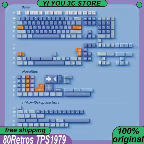80Retros TPS1979 Keycap Mechanical Keyboard Retro Keycap PBT Half Transparent Two Color PC Esports L