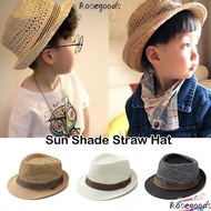ROSEGOODS Straw Fedora Hat, Breathable Straw Sun Cap,  Short Brim Trilby Sun Hat Man