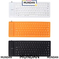 MUNDAN USB Wired Keyboard, Black/Orange/White 85 Keys Silicone Keyboard, Portable Waterproof Silent 