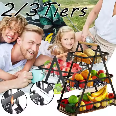 2/3 Tiers Countertop Fruit Basket,Portable Fruit Bowle Basket Kitchen Organizer Storage & Dining Roo
