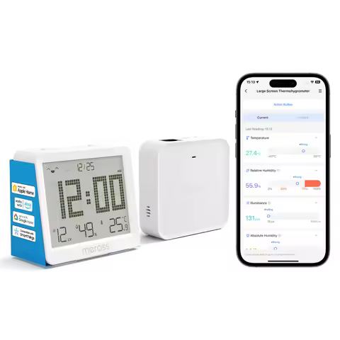 Meross Matter EU/US/UK/AU Temperature Humidity Sensor Hygrometer Thermometer Backlight Support Alexa