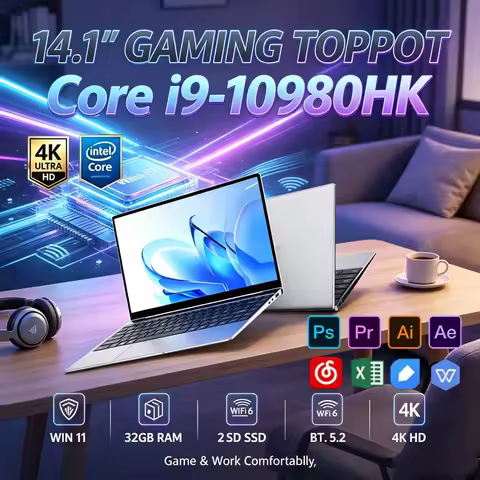 14.1" Ultra Slim Portable Laptop Intel Core I9-10980HK Win11 Pro 16GB RAM 2TB SSD FHD WiFi6 BT5.2 Ga
