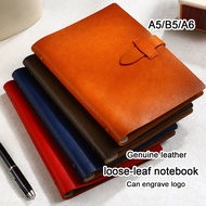 (Can Engrave Logo) A5/B5/A6 Genuine Leather Loose-leaf Notebook, Notepad, Business Meeting Recordboo