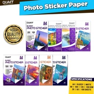 QUAFF Photo Sticker Glossy Inkjet Sticker A4/A3 Size Inkjet Sticker Paper Self Adhesive 90gsm/135gsm