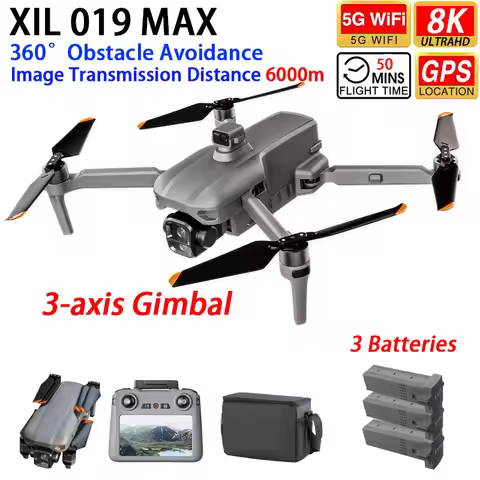 XIL 019 MAX Professional Drone GPS 6KM WIFI FPV 3-axis Gimbal 8K Camera 360° Obstacle Avoidance 5.5"