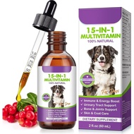 Dog Multivitamin Drops, 15 in 1 Multivitamin Liquid for Dog with Vitamin C-20 Mg, Vitamin D-100 Iu &