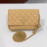 90%NEW二手CHANEL WOC AP1450 杏色羊皮金波 #香榭站正品