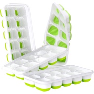 DOQAUS Ice Cube Tray with Lids - 4 Pack Stackable Silicone Ice Trays for Freezer, BPA & LFGB Safe, E