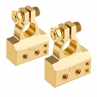 (2 Pieces) Battery Connector Car Power Amplifier Wire 0Gx1 4Gx1 8Gx2 Gold Plated Work With Clear Pla