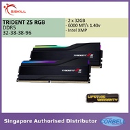 G.SKILL DDR5 Trident z5 RGB 6000mt/s Intel xmp | 2x32bg 1.40v 32-38-38-96 F5-6000J3238G32GX2-TZ5RK [MM 4072]