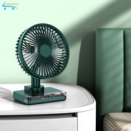Quạt tích điện để bàn trong suốt kèm đồng hồ hiện giờ Desktop Fan DF-11 xoay đảo chiều 4 tốc độ gió