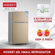 HODEKT Mini Fridge Peti Sejuk 60L 2 Door Refrigerator Power Saving Small Mini Refrigerated Freezer Zhen Guiyin/level 1 Energy Efficiency/strong Freezer Storage 220V