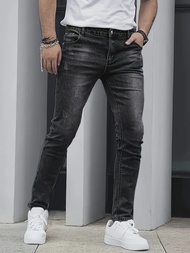 ผู้ชาย Y2K กางเกงยีนส์ยืด SLIM FIT กางเกง Streetwear คลาสสิกสบายๆกางเกง Skinny Zipper DENIM Designer