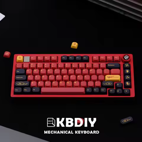 KBDiy GMK Keycaps PBT KOA Profile GMK Red Samurai Keycap for Mechanical Keyboard 130 Keys/Set Five-S