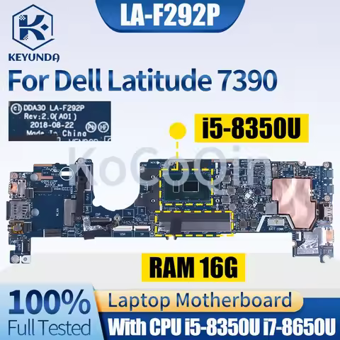 DDA30 LA-F292P For Dell Latitude 7390 Laptop Motherboard CN-0JFGFN 0JFGFN 02WCVJ I5-8350U I7-8650U 1