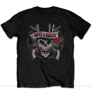 Hot all-match classic Guns N Roses Distressed Skull T-Shirt Tee Shirt Casual Printing JGpkig89LPhddf71