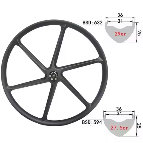 29er Carbon 6 Spoke wheel 650b 27.5 XC AM E-Bike Hookless Tubeless Mtb Bicycle Wheelsets Lefly DT Bo