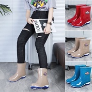KY/ Women's Rain Boots Mid-Calf Low-Cut Rubber Shoes Women's Western Style Wear-Resistant Thickening Farmland Low-Cut Ru
