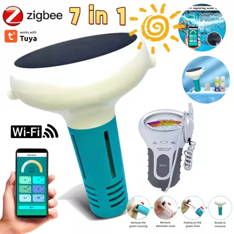 7 In 1 Tuya ZigBee Intelligent Chlorin Meter PH TDS ORP Salt EC Temp CL Test Meter Swimming Pool Wat