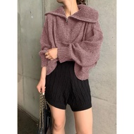 1/30 Acquired 🏻 Miki GRL Large Lapel Knitted Soft Top