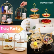 HOMIEE Iron Plate Rack Cake Stand Dessert Glass Tray Gold Dulang Emas Besi Wedding Birthday Party