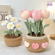 SOONA Crochet Kit, Crochet Multicolored Yarn Flower Crochet Kit, Sewing Knit Kits Tulip Flowerpot Su