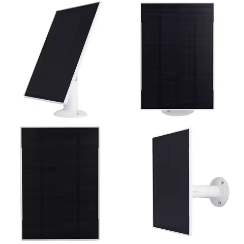 3W 6V Solar Charger 360° Adjustable Wall Mount Solar Cells with Micro USB +Type-C Converter for Ring