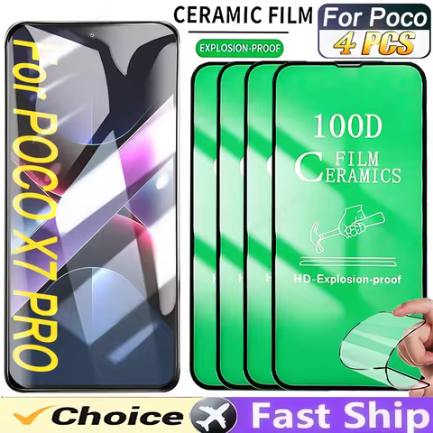 4PCS HD Ceramic Soft Film For Poco X7 Pro X6 X5 X4 GT X3 Screen Protector For POCO F8 Ultra F7 F6 F5