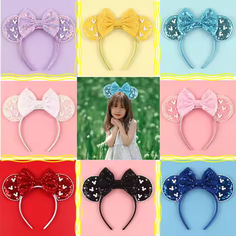 New Fashion Mouse Ears Headband Mickey 3.3"Velvet Girls Soft Bow Hairband Halloween Festival Party T