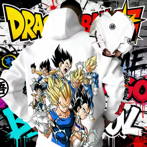 2026New Autumn/winter Dragon Ball 40th Anniversary Vegeta 100% Cotton Anime Hoodie Extra Size Casual