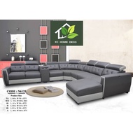 7 Seater Corner PU Sofa With Coffee Stool