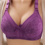 Plus Size Bra Women Size 34-48 Full Cup B/C 3Hook Full Coverage Floral Lace Wireless Bra Baju Dalam 