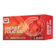 Iberet Folic 500 Iron Supplement with Folic Acid 30s (Tambah Darah / Blood Tonic) Zat Besi 补血/适用于孕妇