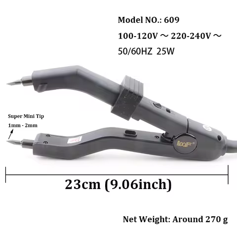 1 Adjustable Temperature 220℃ Smart Mini Heating Sharp Tip Hair Extension Iron, Fusion Hair Extensio