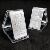American Bison Silver Bar Commemorative Coin Indian Coin Square Commemorative Block Metal Silver-Pla