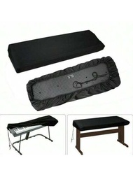 1件黑色防塵電子鋼琴罩帶拉繩，適用於61/88鍵電子鋼琴，防水防塵罩適用於88鍵電子琴和61鍵電子琴